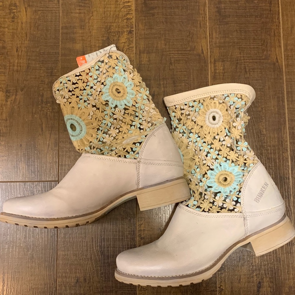 Bunker Leather Crochet Slouchy Boots Free People